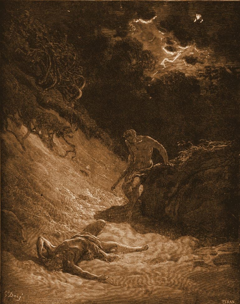 Gustave Doré engraving: the murder of abel.