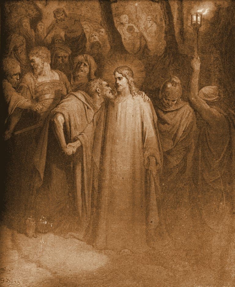 Gustave Doré engraving: the betrayal.