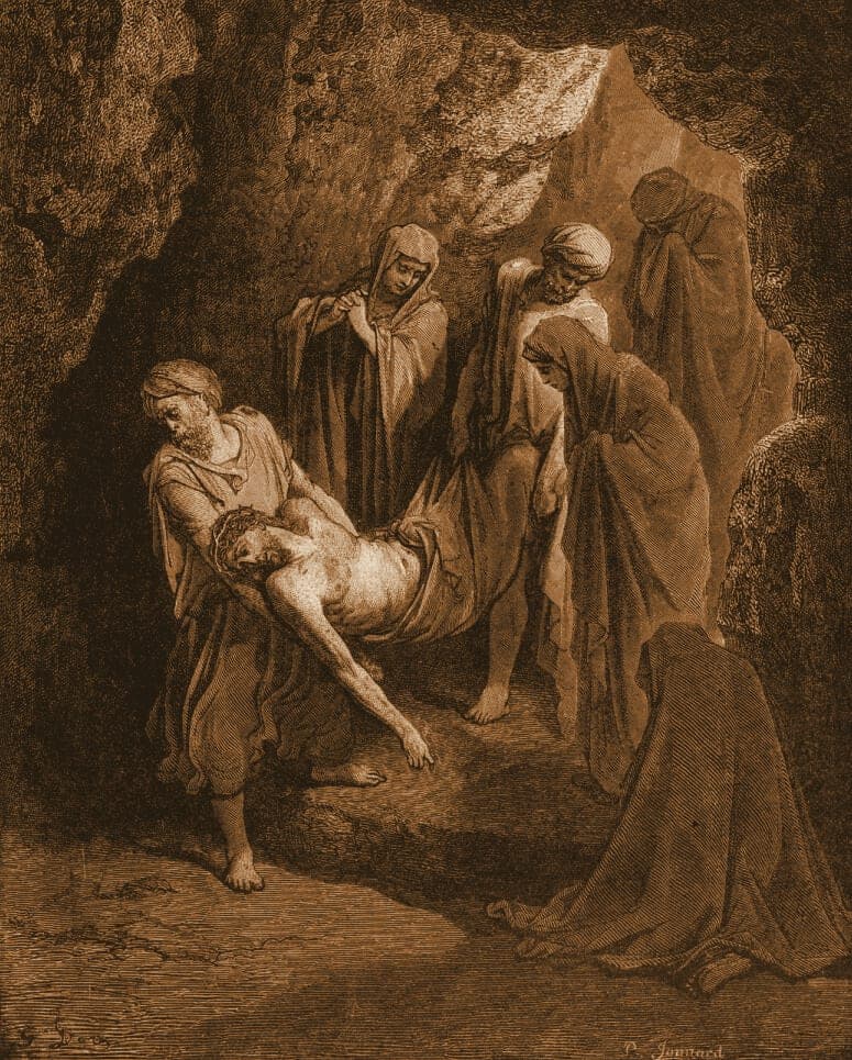Gustave Doré engraving: the burial of jesus.