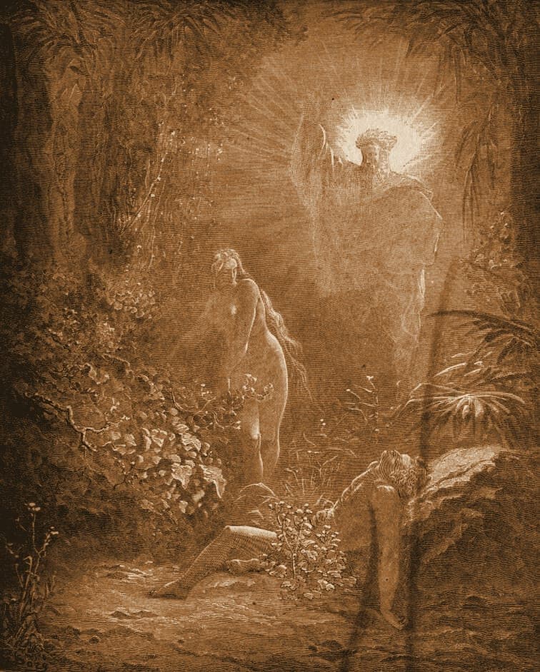 Gustave Doré engraving: the creation of eve.
