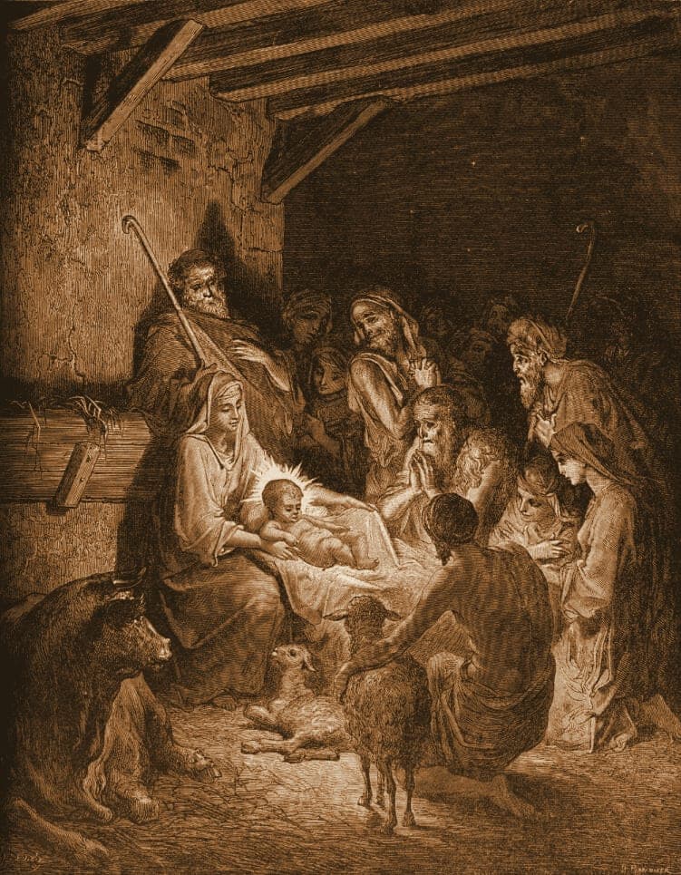 Gustave Doré engraving: the nativity.