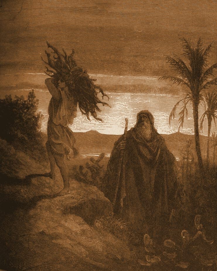 Gustave Doré engraving: the trial of the faith of abraham.